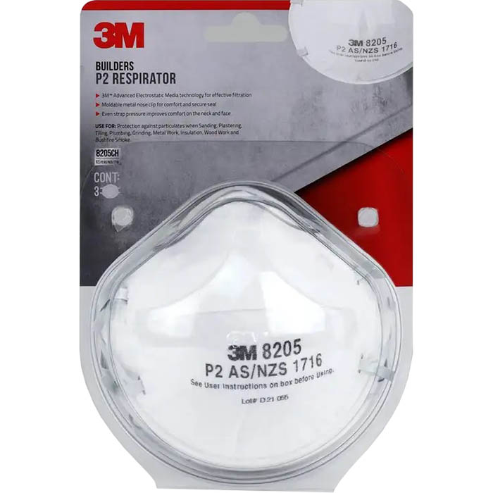 3M 8205 P2 BUILDERS RESPIRATOR PACK 3
