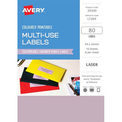 avery 393000 l7264 multi use labels 94 x 32mm lavander purple pack 80 avery 80 labels