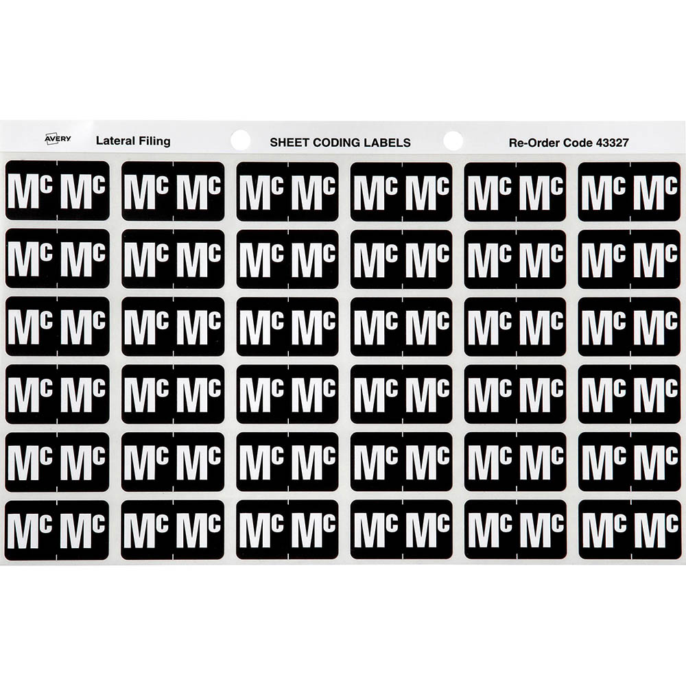 avery 43327 label side tab mc colour code 25 x 38mm black pack 180