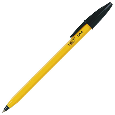 BIC ORIGINAL ORANGE BALLPOINT PENS FINE BLACK BOX 12