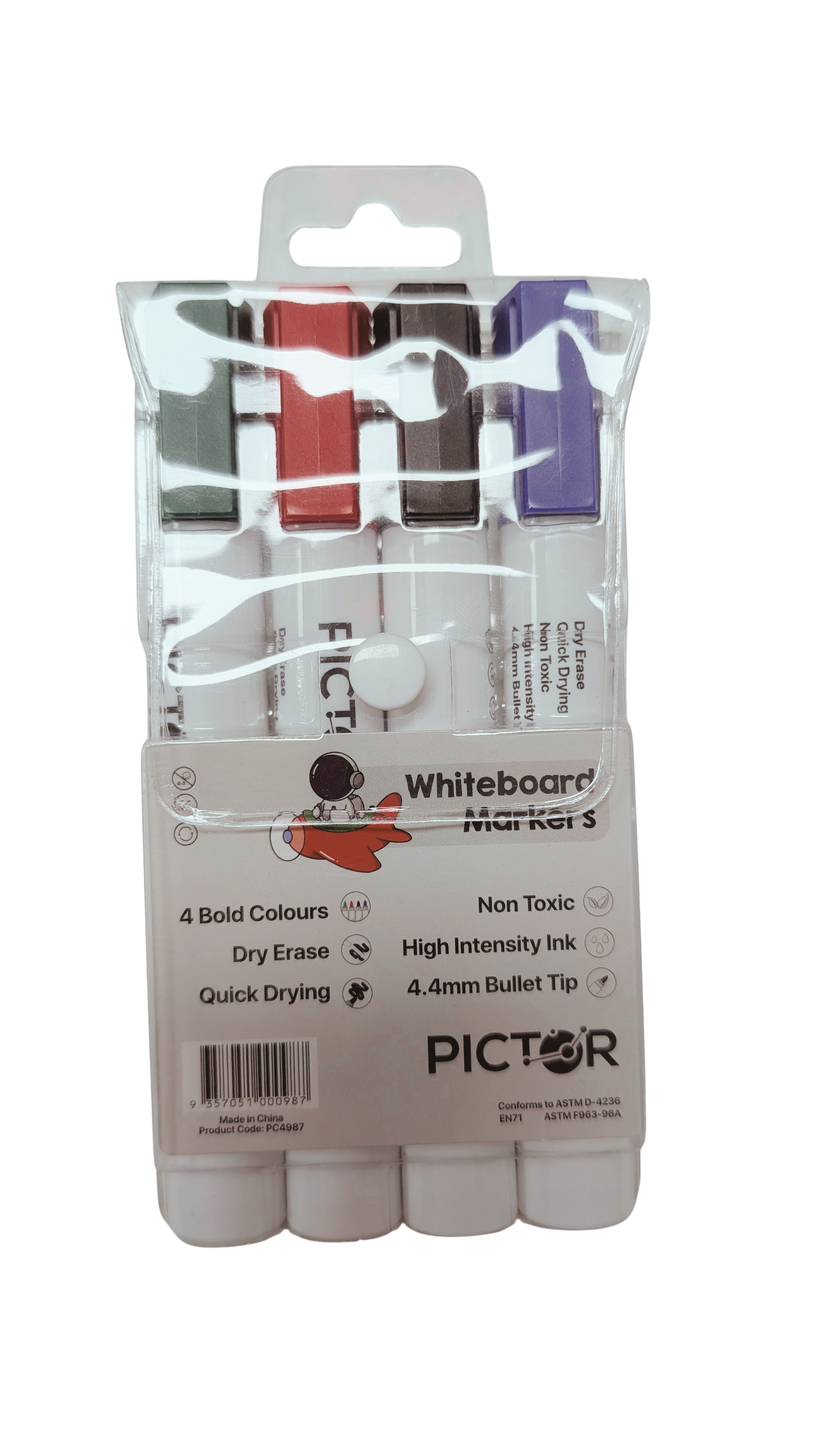 PICTOR MARKER WHITEBOARD BULLET ASSTD PK4