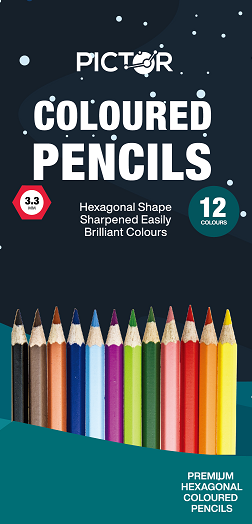 PICTOR DOMS PREMIUM COLOURED PENCILS 33MM PACK 12
