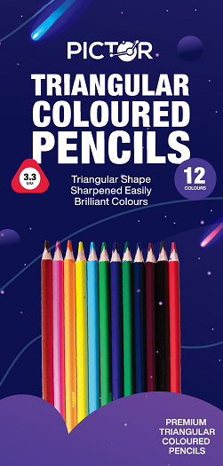 PICTOR PENCIL TRIANGULAR COLOURED 30mm PACK 12