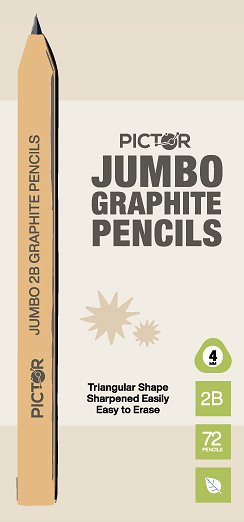 PICTOR PREMIUM GRAPHITE NATURAL JUMBO TRIANGULAR PENCIL 2B