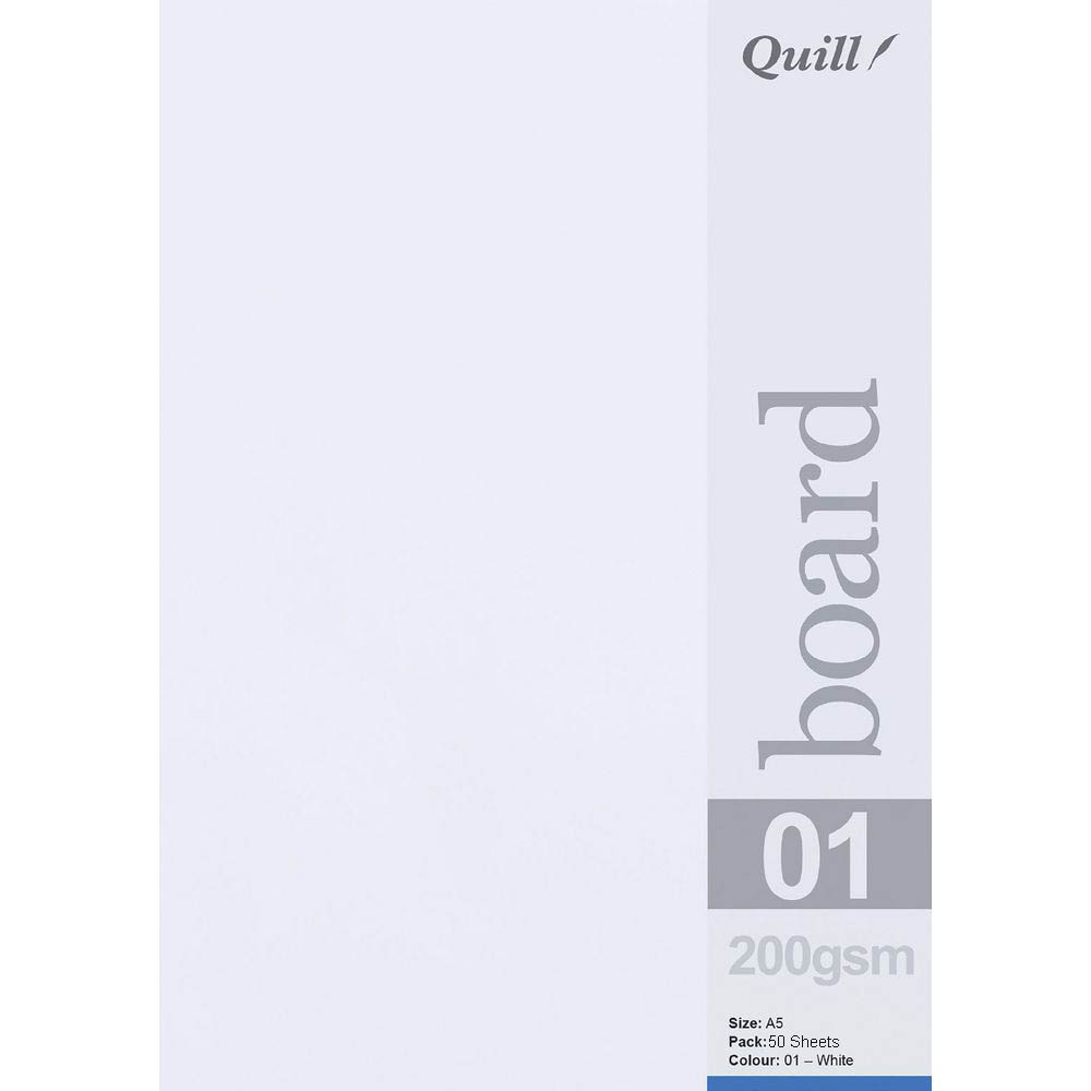 QUILL BOARD 200GSM A5 WHITE PACK 50