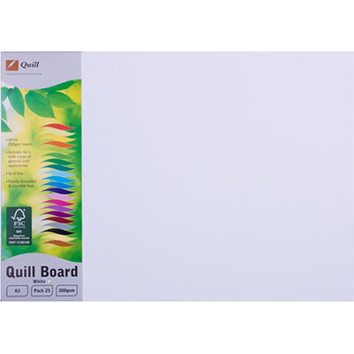 QUILL BOARD 200GSM A3 WHITE PACK 25