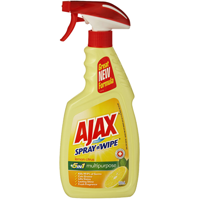 AJAX SPRAY N WIPE MULTIPURPOSE ANTIBACTERIAL CLEANER LEMON TRIGGER 500ML