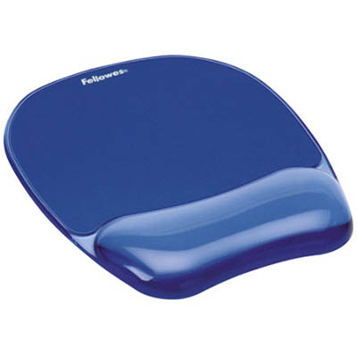 FELLOWES GEL CRYSTALS MOUSE PAD AND WRIST REST BLUE