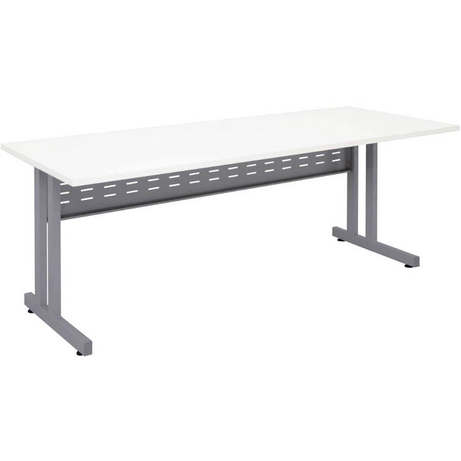 RAPID SPAN C LEG DESK WITH METAL MODESTY PANEL 1500 X 700MM WHITESILVER