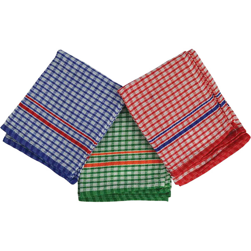 ITALPLAST TEA TOWELS 400 X 600MM ASSORTED PACK 3
