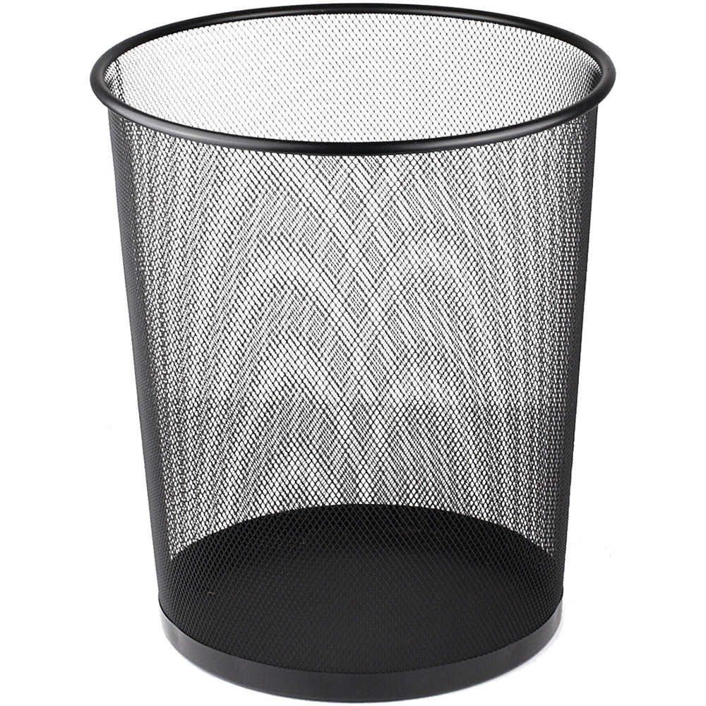 ITALPLAST WIRE MESH TIDY BIN ROUND 14 LITRE BLACK
