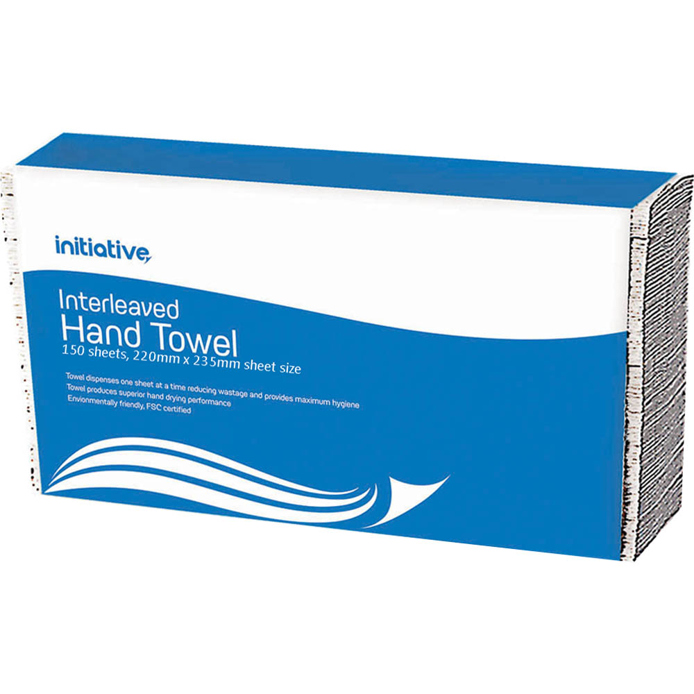 INITIATIVE INTERLEAVED ULTRASLIM HAND TOWEL 230 X 220MM 150 SHEETS