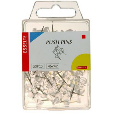 ESSELTE PUSH PINS CLEAR PACK 50
