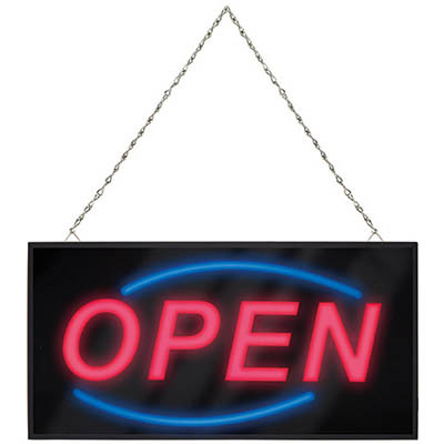 QUARTET LED OPEN SIGN WITH CHAIN 20 X 480 X 250MM BLACK