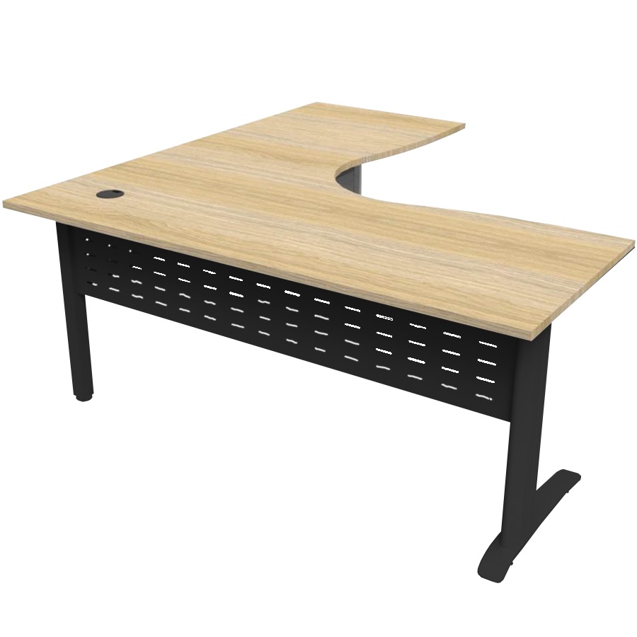 RAPID SPAN DELUXE CORNER WORKSTATION METAL MODESTY PANEL 1800 X 1800 X 730MM NATURAL OAKBLACK