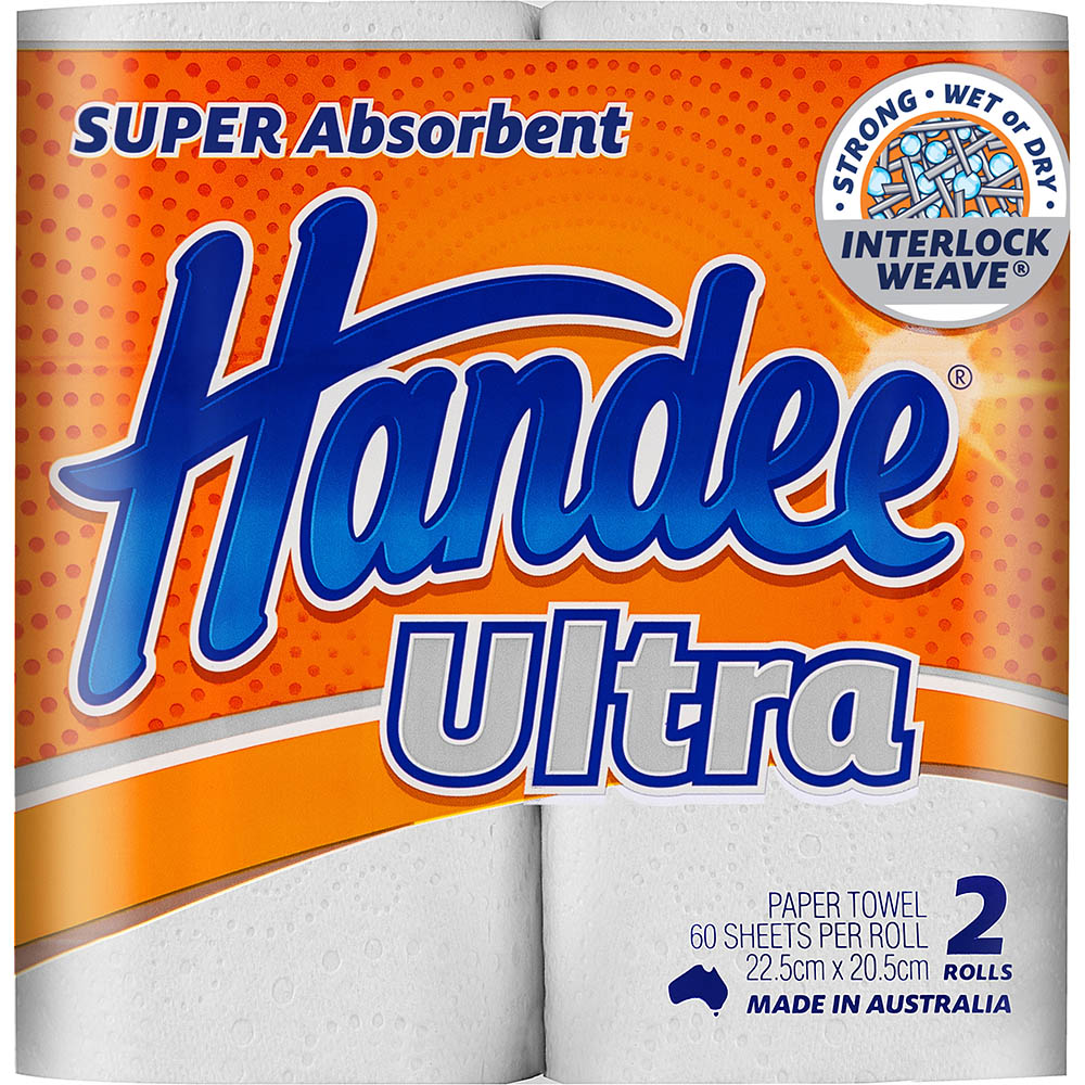 HANDEE ULTRA PAPER TOWEL 2PLY 60 SHEET PACK 2