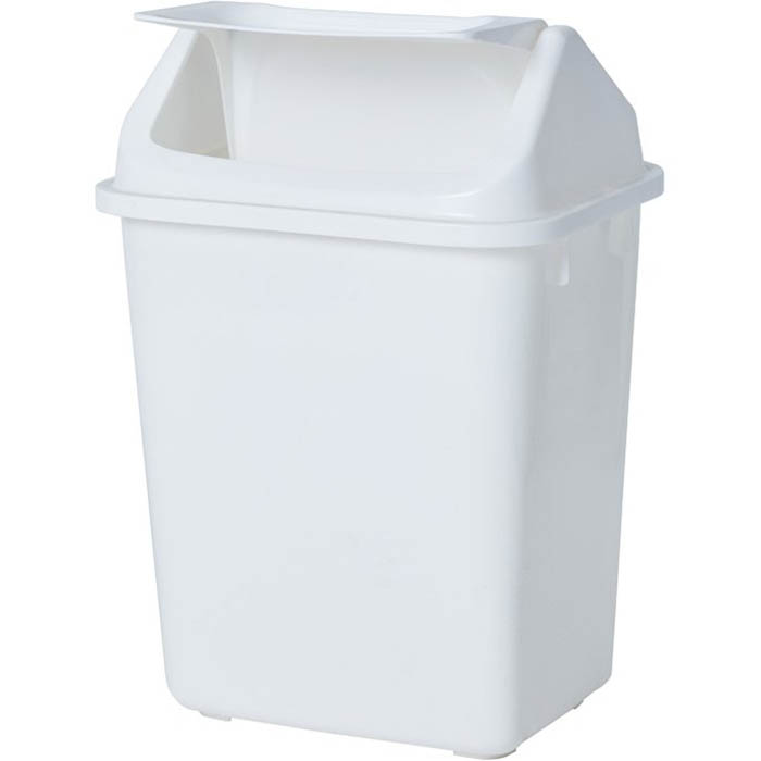 COMPASS RECTANGULAR PLASTIC SWING BIN 38 LITRE WHITE