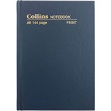 COLLINS CASEBOUND NOTEBOOK FEINT RULED 144 PAGE A6 BLUE