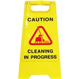 CLEANLINK SAFETY AFRAME SIGN CLEANING IN PROGRESS 430 X 280 X 620MM YELLOW