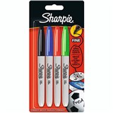 SHARPIE PERMANENT MARKER BULLET FINE 10MM BUSINESS ASSORTED PACK 4