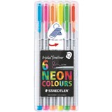 STAEDTLER TRIPLUS 334 FINELINER SUPERFINE PENS 03MM ASSORTED NEON WALLET 6