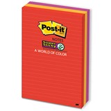 POSTIT 6603SSAN SUPER STICKY LINED NOTES 98 X 149MM PLAYFUL PRIMARIES PACK 3