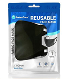 SWISSCARE FABRIC REUSABLE FACE MASK 2 PLY BLACK