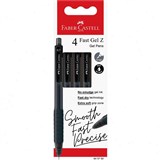 FABERCASTELL FAST GEL Z PEN 07MM BLACK PACK 4