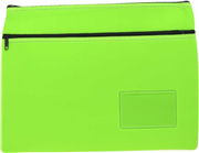 NEOPRENE NAME CARD PENCIL CASE  2 ZIP  355 X 26CM  GREEN