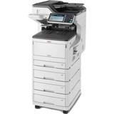 OKI MC873DNV MULTIFUNCTION COLOUR LASER PRINTER DUPLEX NETWORKED 2ND3RD4TH PAPER TRAYS CASTER BASE A3