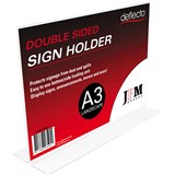 DEFLECTO SIGN HOLDER TSHAPE DOUBLE SIDED LANDSCAPE A3 CLEAR