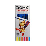 DOMS TRIOMATIC BALL PENS BLUE INK BOX 12