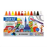 DOMS BICOLOUR JUMBO WAX CRAYONS 12 PCS 24 COLOURS