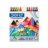 DOMS JUMBO TRIANGULAR COLOUR PENCILS 5MM PACK 12 WITH BONUS SHARPENER AND 2 MARKERS