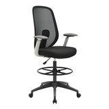 BURO FORCE DRAFTING CHAIR LIGHT GREY FRAME BLACK SEAT