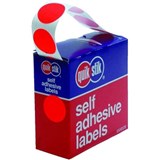 QUIKSTIK LABEL DISPENSER CIRCLE 24MM FLUORO RED PACK 400