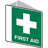 TRAFALGAR FIRST AID SIGN DOUBLE SIDED 225 X 225MM