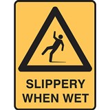 BRADY WARNING SIGN SLIPPERY WHEN WET 450 X 300MM POLYPROPYLENE