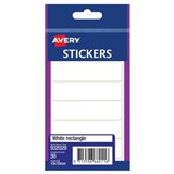AVERY 932029 MULTIPURPOSE STICKERS RECTANGLE 76 X 19MM WHITE PACK 30