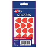 AVERY 932357 MULTIPURPOSE STICKERS HEART 23MM RED PACK 30