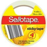 SELLOTAPE STICKY TAPE 18MM X 66M CLEAR PACK 4