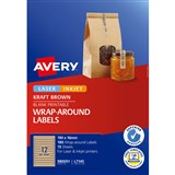 AVERY 980051 L7145 WRAPAROUND LABELS LASERINKJET 12UP KRAFT BROWN PACK 180