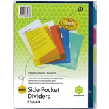 MARBIG SIDE POCKET DIVIDERS PP 5TAB A4 ASSORTED