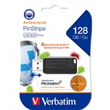VERBATIM MICROBAN STORENGO PINSTRIPE USB FLASH DRIVE 20 128GB BLACK