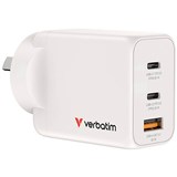 VERBATIM USB GAN CHARGER 3 PORT 65W USB AC WHITE