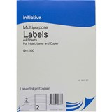 INITIATIVE MULTIPURPOSE LABELS 2UP 65GSM 1996 X 1435MM PACK 100