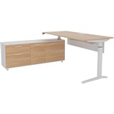POTENZA EXECUTIVE ELECTRIC HEIGHT ADJUSTABLE DESK LHS BUFFET 2000 X 1820MM VIRGINIA WALNUTWHITE