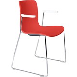 DAL ACTI CHAIR SLED BASE ARMS WHITE ARMPADS AND CHROME FRAME POLYPROP SHELL