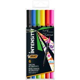 BIC INTENSITY FINELINER DUAL TIP MARKERS 10MM ASSORTED PACK 6