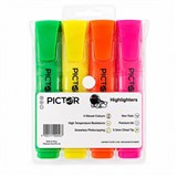 PICTOR HIGHLIGHTER CHISEL ASSORTED PACK 4